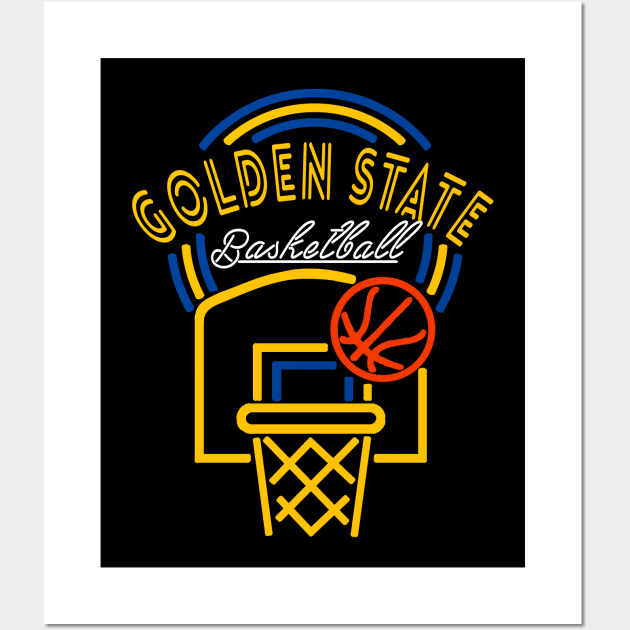 Neon Golden State Basketball Wall Art by MulletHappens